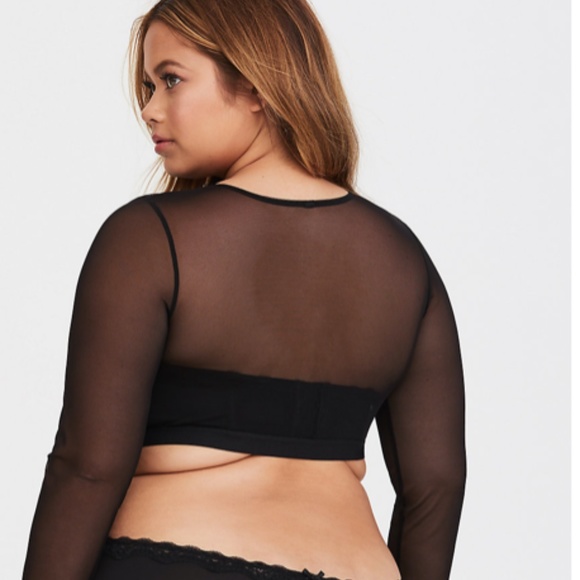 TORRID BLACK MESH UNDER-IT-ALL CROP TOP - Picture 3 of 5